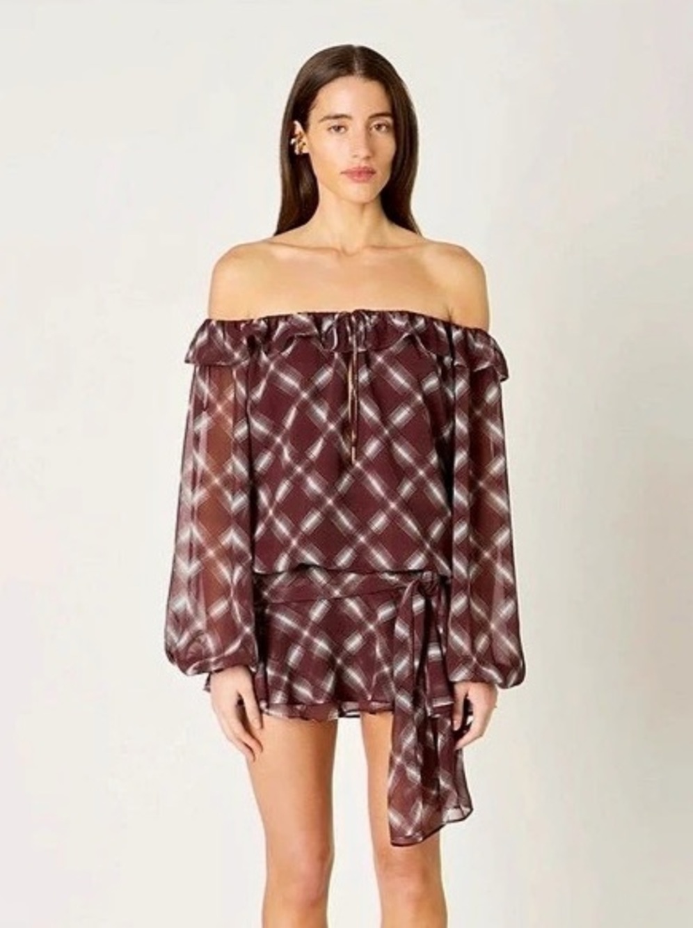 NIA The Brand Encina Skirt Set Geometric Burgundy